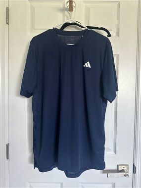adidas Navy Short Sleeve Athletic Tee with White Logo
